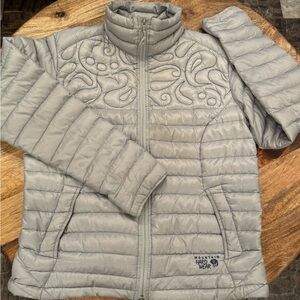 Mountain Hardwear Light Gray Down Jacket Large